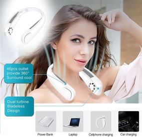 img 2 attached to 🌀 Stay Cool and Comfortable Anywhere with the Portable Neck Fan Rechargeable - USB Small Bladeless Fan 5200mAh Battery Powered Operated Personal Fan
