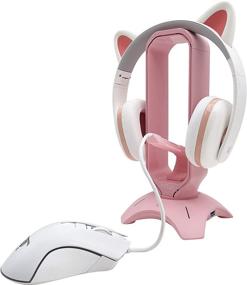 img 4 attached to 🎧 Tilted Nation RGB Gaming Headset Stand: Ultimate 3-in-1 Accessory - Headphone Stand, Mouse Bungee & USB Hub with RGB Lights - Pink