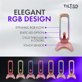 img 3 attached to 🎧 Наклонный Nations RGB игровой наушник Стенд: Ultimate 3-в-1 аксессуар - стойка для наушников, мышь Bungee и USB-концентратор с RGB-подсветкой - Розовый