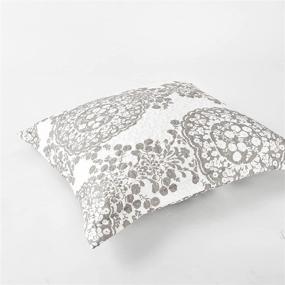 img 3 attached to DriftAway Samantha Floral Damask Medallion Euro Pillow Sham Set - 2 Pack, 26x26 Inches with Elegant 1.5 Inch Flange - Greige Bedding Accent