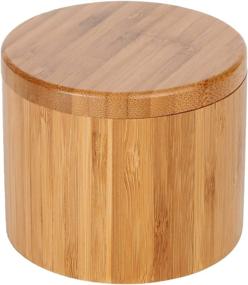 img 3 attached to Lily's Home Round Bamboo Jar: Small 6oz Salt Wooden Box with Magnetic Lock - Ideal for Salt and Spices Storage Container