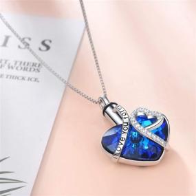 img 3 attached to 💎 AOBOCO Heart Urn Necklace - S925 Sterling Silver Cremation Jewelry for Ashes with Austrian Crystal Embellishments - Fine Keepsake Memorial Pendant (Package includes Necklace/Pin/Funnel)