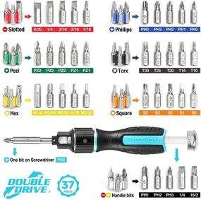 img 3 attached to 🔧 Набор винтовок с регулировкой крутящего момента DOUBLEDRIVE - удваивает скорость, 37-деталей многоразового гвоздодера для ноутбука, ПК, мебели, ручных работ DIY