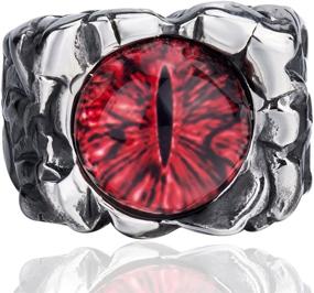 img 3 attached to 🔴 Gothic Bloody Red Devil's Eye Men's Stainless Steel Ring: Captivating Multicolor Retro Jewelry