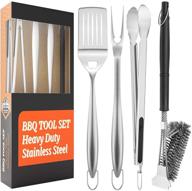 🔥 shinestar sturdy bbq grill utensils set, heavy duty grilling accessories tool with grill brush, extra thick stainless steel spatula, fork, tong included. ideal for barbecue & grilling, dishwasher safe logo