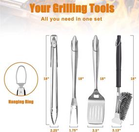 img 3 attached to 🔥 SHINESTAR Sturdy BBQ Grill Utensils Set, Heavy Duty Grilling Accessories Tool with Grill Brush, Extra Thick Stainless Steel Spatula, Fork, Tong Included. Ideal for Barbecue & Grilling, Dishwasher Safe