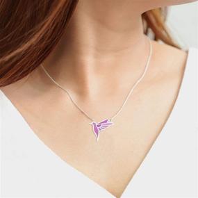 img 3 attached to Boma Jewelry Sterling Silver Bird Necklace with Purple Resin, 18 Inches