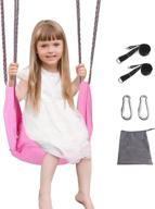 🎀 pink swing set with premium cushions: tree swing with dual hanging strap and heavy duty snap hooks – perfect gift for kids, both indoor and outdoor! логотип