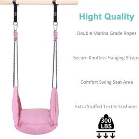 img 2 attached to 🎀 Pink Swing Set with Premium Cushions: Tree Swing with Dual Hanging Strap and Heavy Duty Snap Hooks – Perfect Gift for Kids, Both Indoor and Outdoor!