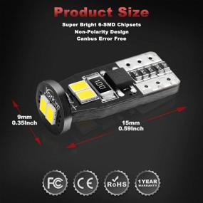 img 3 attached to 🔆 Yorkim Canbus Error Free T10 LED Bulb with 6-SMD Super Bright EMC Chipsets, 194 LED For Dome Map Door Marker License Plate Trunk Lights in 168 W5W 2825 Sockets - Pack of 10, White