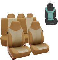 🚗 fh group full set car seat covers – breathable, durable twill fabric – universal fit for car, truck, suv, or van – beige/tan (gift included) logo