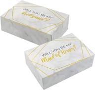 💍 bridesmaid proposal box set - 10 pack including 1 maid of honor proposal box and 9 bridesmaid proposal boxes - elegant marble with gold foil - perfect bridesmaid gifts logo