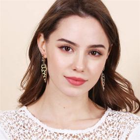 img 3 attached to Wood and Marble Effect Pentagon Drop Earrings - Bohemian Statement Jewelry with Enhanced SEO