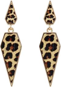 img 4 attached to Wood and Marble Effect Pentagon Drop Earrings - Bohemian Statement Jewelry with Enhanced SEO