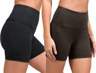 🩴 90 degree by reflex high waist power flex yoga shorts - tummy control biker shorts for women 2 pack: enhance your yoga experience with ultimate comfort and style logo