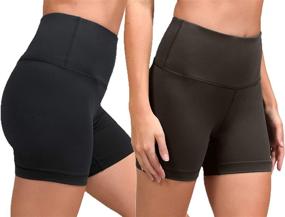 img 4 attached to 🩴 90 Degree By Reflex High Waist Power Flex Yoga Shorts - Tummy Control Biker Shorts for Women 2 Pack: Enhance Your Yoga Experience with Ultimate Comfort and Style