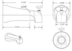 img 1 attached to 🚿 Westbrass E531D-1F-50 Matte Black Wall Mount Tub Spout with 5-1/4" Reach and Front Diverter