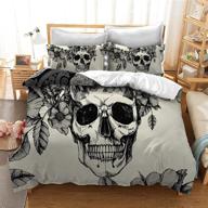 daringly designed death skull bedding sets: exquisite 3pc duvet cover sets for queen size (queen) beds logo