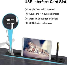 img 2 attached to 🖥️ Переносной ноутбук столик для кровати с USB, лампой для защиты глаз и вентилятором: удобная рабочая станция для дивана/кушетки/пола с подставкой, складным столиком и черным портативным лотком.