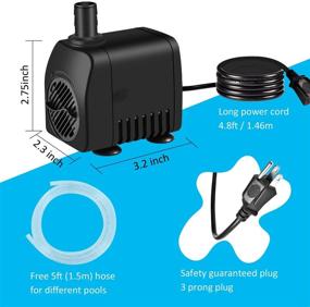 img 1 attached to 💦 400GPH 25W Outdoor Fountain Water Pump Kit - Submersible Pond Pump with 2 Nozzles Hose Tubing for Aquarium, Fish Tank, Hydroponics, and Garden Backyards