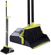 🧹 high-quality long handle broom and dustpan set - cleaning supplies combo for home, kitchen, office, lobby, indoor, outdoor - upright dust pan and broom set logo
