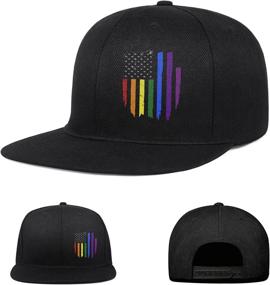 img 4 attached to 🧢 Adjustable Black Trucker Snapback Hat for Men - Flat Bill Baseball Cap - Dad Caps