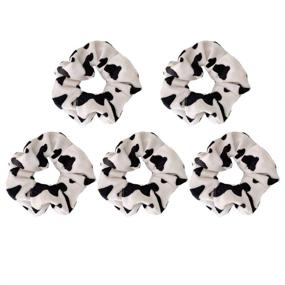 img 1 attached to PRETYZOOM 5Pcs Cow Hair Scrunchies Ponytail Holders Elastic Hair Ties Rope Headwear Hair Accessories for Chinese New Year & Christmas Party Decor Supplies