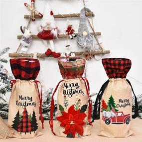 img 2 attached to 🍷 Christmas Wine Bottle Covers: 4 Pcs Drawstring Burlap Gift Bags for New Year Wedding Birthday Party Decorations