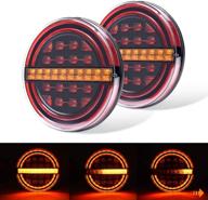 🚤 mictuning 5.3-inch round red/amber led trailer tail lights kit: waterproof, submersible, brake light/drl/flow turn signal lamp for under 80 inches - truck, rv, car, boat (2pcs) logo