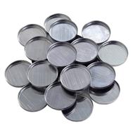 round empty metal pans makeup logo