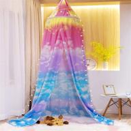 🏰 mengersi girls bed canopy for kids - princess cloud sky mosquito net play tent and rainbow castle hanging house decoration - perfect reading nook for twin, full, and queen bed sizes logo