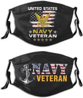 usa navy veteran face mask with filters - washable reusable scarf balaclava for women, men, adults, teens logo