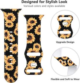 img 3 attached to Sunflower A Soft Silicone Pattern Printed Replacement Wristband Band for Women Men - Compatible with Apple Watch Series 6, 5, 4, 3, 2, 1 - Available in 38mm, 40mm, 42mm, 44mm