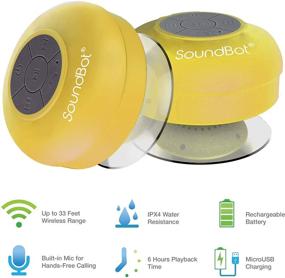 img 1 attached to 🔊 SoundBot SB510 HD водонепроницаемый динамик для душа с Bluetooth 4.0 - портативный, Handsfree, время работы 6 часов, присоска, желтый