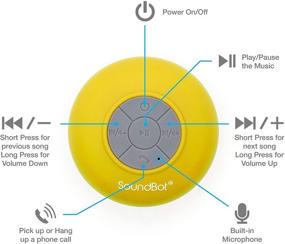 img 3 attached to 🔊 SoundBot SB510 HD водонепроницаемый динамик для душа с Bluetooth 4.0 - портативный, Handsfree, время работы 6 часов, присоска, желтый