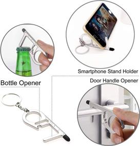 img 1 attached to 🚪 GLEHOME Non-Contact Door Opener Tool, 1-Pack in Silver - Stay Germ-free without Contact - Includes Keychain, Stylus Pen, Hex Driver, Ruler, Bottle Opener, Smartphone Stand for Elevator Buttons and Handles