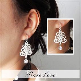 img 1 attached to ✨ RareLove Christmas Tree Shiny White Crystal Bead Dangle Earrings: Sparkling CZ Rhinestone Silver Plated Alloy Holiday Jewelry for Women & Girls