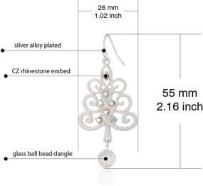 img 3 attached to ✨ RareLove Christmas Tree Shiny White Crystal Bead Dangle Earrings: Sparkling CZ Rhinestone Silver Plated Alloy Holiday Jewelry for Women & Girls