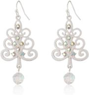 ✨ rarelove christmas tree shiny white crystal bead dangle earrings: sparkling cz rhinestone silver plated alloy holiday jewelry for women & girls logo