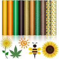 🌻 sunflower theme heat transfer vinyl bundle - 10 sheets glitter htv assorted colors for clothes, bags, hats - fabric supplies, 12 x 10 inches logo