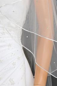 img 1 attached to Sparkling 2-Tier Rattail Bridal 💎 Wedding Veil with Scattered Rhinestones and Crystals