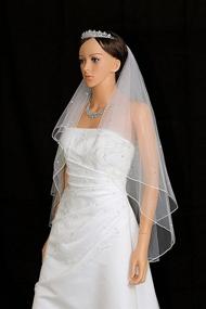 img 3 attached to Sparkling 2-Tier Rattail Bridal 💎 Wedding Veil with Scattered Rhinestones and Crystals