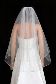 img 2 attached to Sparkling 2-Tier Rattail Bridal 💎 Wedding Veil with Scattered Rhinestones and Crystals