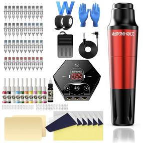 img 4 attached to Wormhole Cartridge Tattoo Pen Kit TK108 for Beginners - Complete Tattoo Kit with Professional Rotary Tattoo Machine Pen (Red)