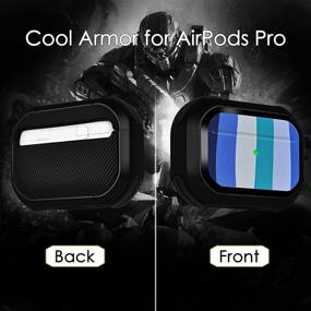 img 3 attached to 🎧 Улучшенный чехол Armor для AirPod Pro, CAGOS, ударопрочный чехол для AirPods Pro для женщин и мужчин, стильные чехлы для iPod Pro с уникальными рисунками (черный синий).