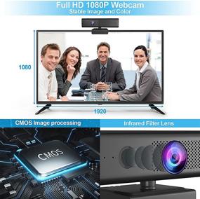 img 2 attached to 📹 Enhance Your Video Conferences with Full HD 1080P Computer Camera: 4 Built-in Omnidirectional Microphones, Speaker, and Magnetic Privacy Cover for Desktop Monitor Laptop