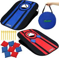 joyin portable cornhole set in red and blue – collapsible outdoor bean bag game boards (3' x 2') – includes 8 bean bags & carrying case – fun for kids and adults in backyard, lawn, beach, camping game логотип