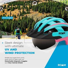 img 2 attached to 🚴 Roam Road Bike Helmet - Sun Visor, LED Light, and Magnetic Goggles - Durable Mountain Bike Accessories for Men and Women - Adjustable Size - Multi Flash Bike Light Included