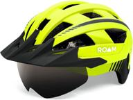 🚴 roam road bike helmet - sun visor, led light, and magnetic goggles - durable mountain bike accessories for men and women - adjustable size - multi flash bike light included logo