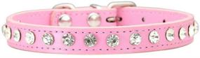 img 2 attached to 🐶 Adjustable PU Leather Dog Collar for Small Dogs with Rhinestones, Personalized Pink Female Dog Collar - Small Pet Dog Collars